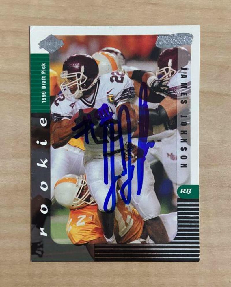 JAMES JOHNSON MIAMI DOLPHINS SIGNED AUTOGRAPHED 1999 EDGE CARD #153 W/COA