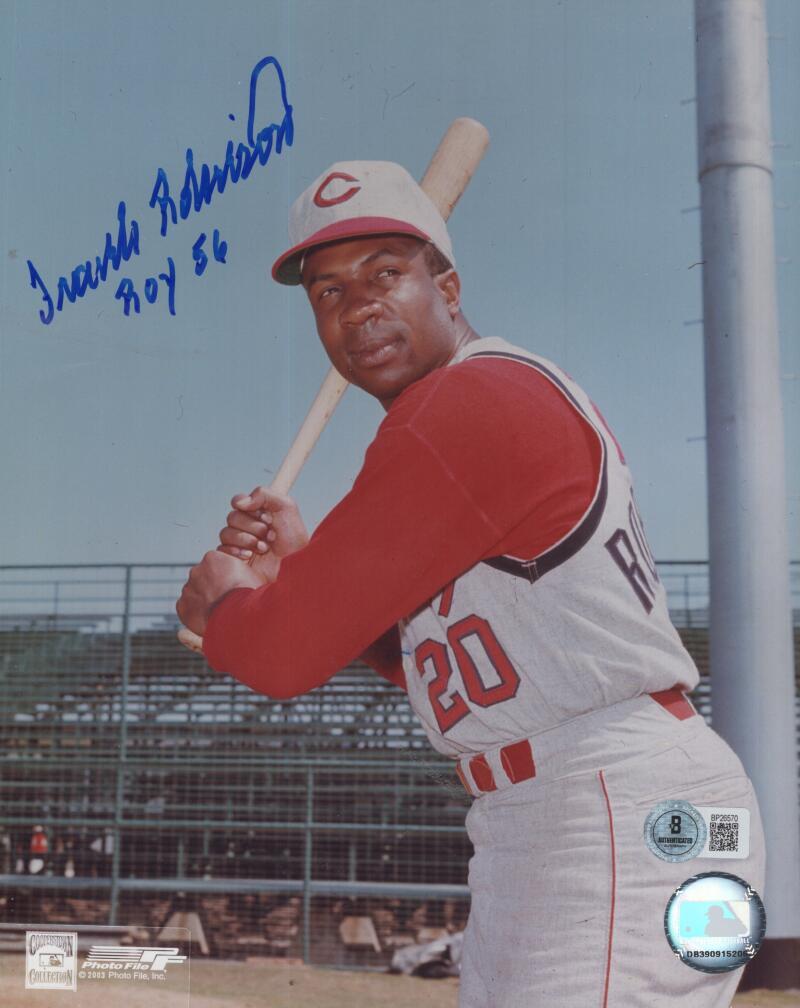 FRANK ROBINSON RED ROY 56 SIGNED AUTOGRAPHED 8X10 PHOTO BECKETT AUTH