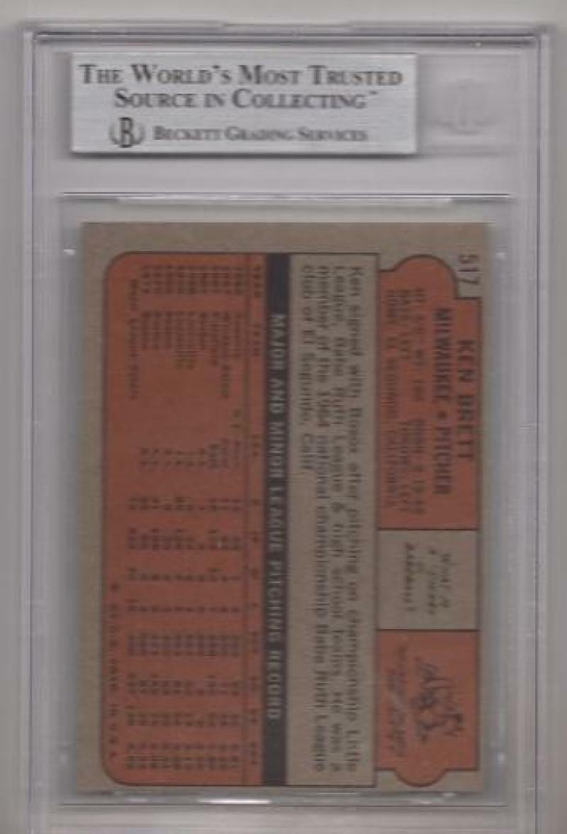 1972 TOPPS KEN BRETT SIGNED CARD BECKETT AUTHENTIC AUTOGRAPH