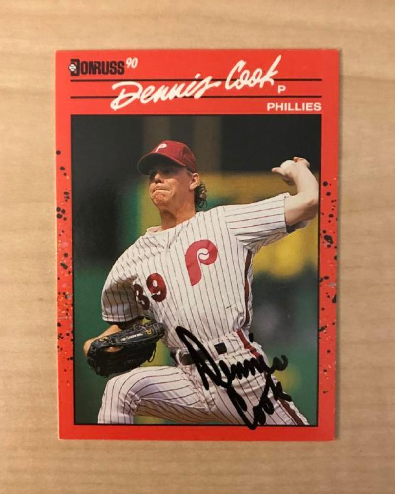 DENNIS COOK PHILADELPHIA PHILLIES SIGNED AUTOGRPAHED 1990 DONRUSS CARD#193 W/COA