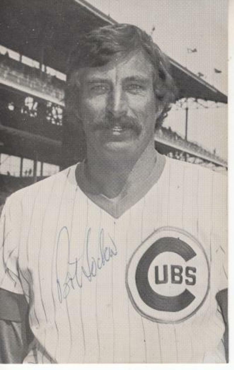 BOB LOCKER CHICAGO CUBS SIGNED AUTOGRAPHED 3X5 POSTCARD W/ COA