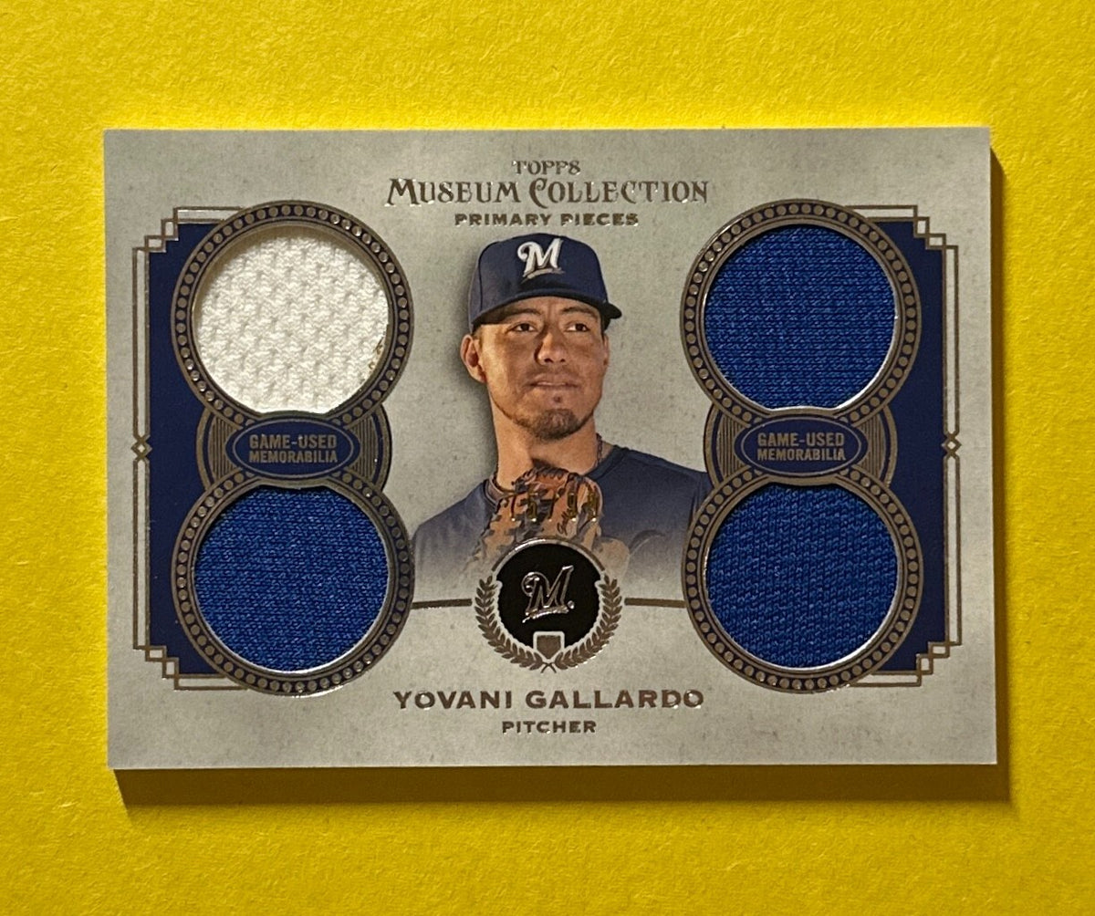 2013 TOPPS MUSEUM COLLECTION YOVANI GALLARDO QUAD RELIC #PPQR-YG BREWERS