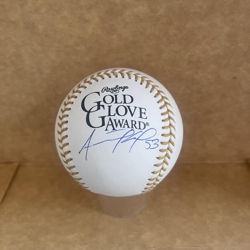 ADOLIS GARCIA RANGERS SIGNED AUTOGRAPHED GOLD GLOVE BASEBALL  BECKETT AUTH 