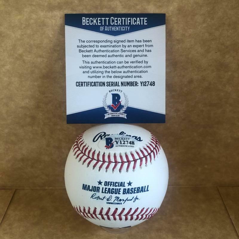 JIM WILLOUGHBY 75 AL CHAMPS RED SOX SIGNED M.L. BASEBALL BECKETT Y12748