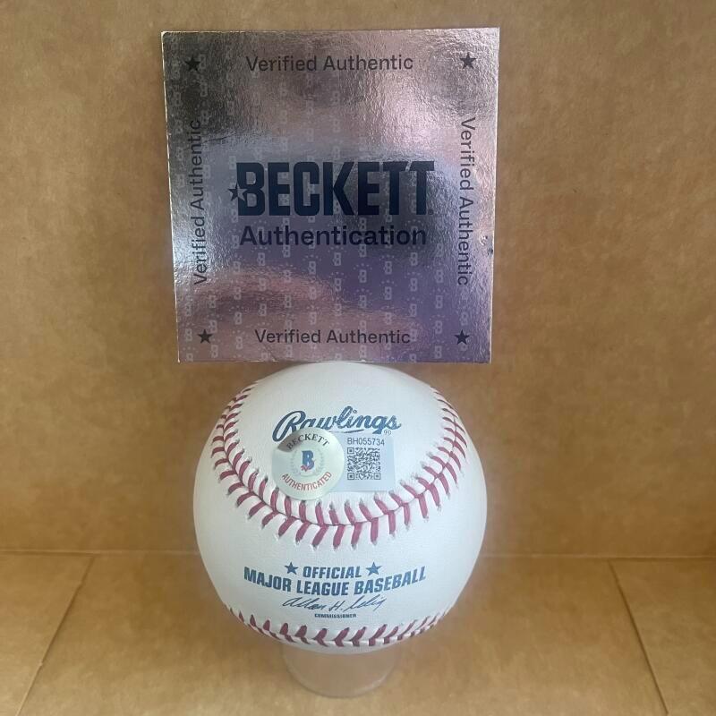 ALEX DICKERSON GIANTS/BRAVES SIGNED AUTOGRAPHED M.L. BASEBALL BECKETT AUTH