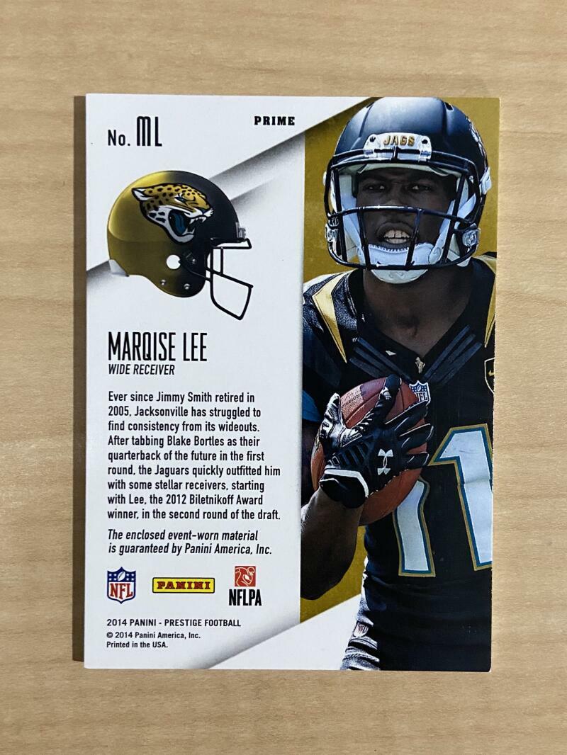MARQISE LEE JACKSONVILLE JAGUARS 2014 PRESTIGE PATCH CARD #ML 