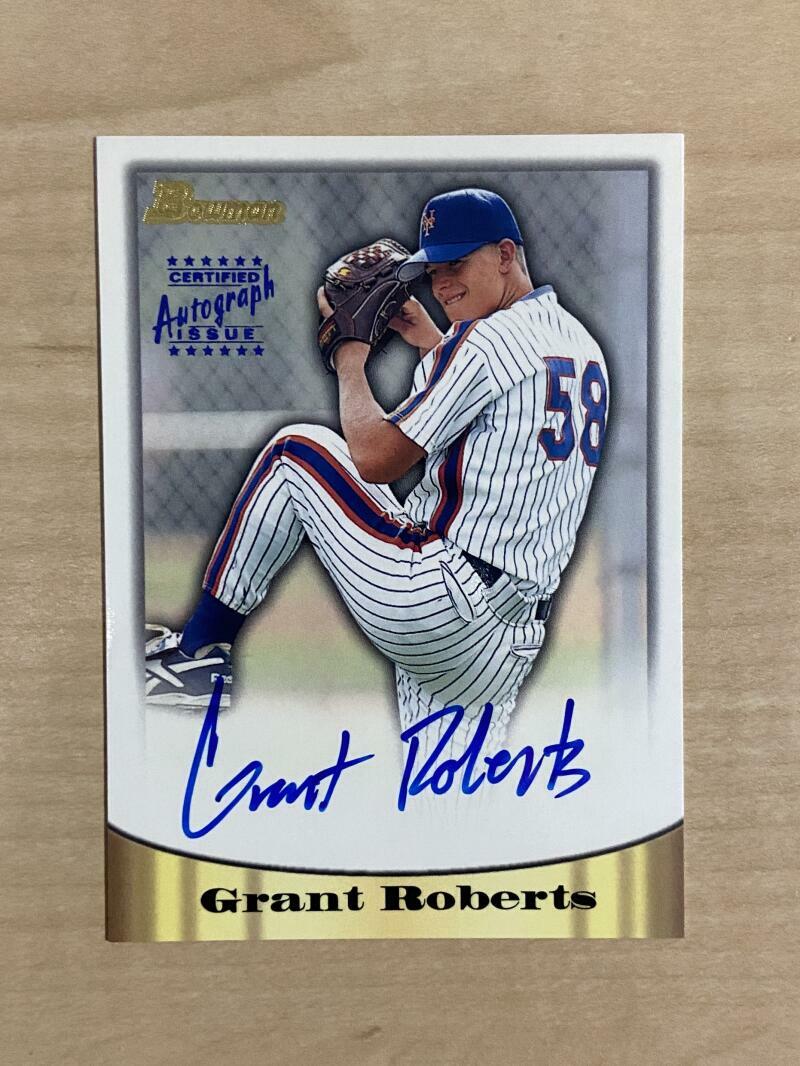 GRANT ROBERTS NEW YORK METS SIGNED AUTOGRAPHED 1998 BOWMAN CARD #30 W/COA