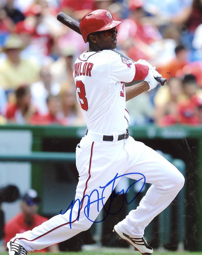 MICHAEL TAYLOR ACTION WASHINGTON NATIONALS  SIGNED  AUTOGRAPH 8X10 PHOTO