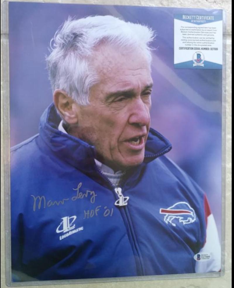 MARV LEVY BUFFALO BILLS COACH HOF 01 SIGNED AUTOGRAPH 11X14 PHOTO BECKETT D27009