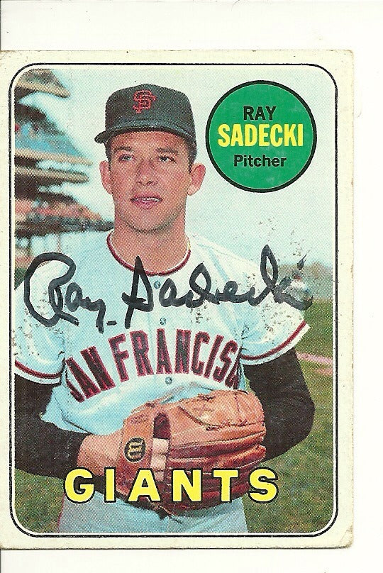 RAY SADECKI SAN FRANCISCO GIANTS SIGNED AUTO 1969 TOPPS CARD #125 W/COA