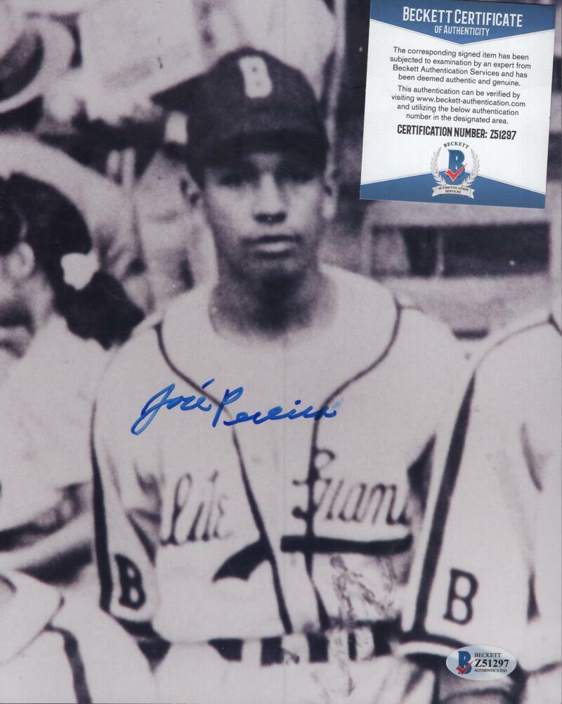 JOSE PEREIRA  NEGRO LEAGUE STAR SIGNED AUTOGRAPHED 8X10 PHOTO BAS Z51297