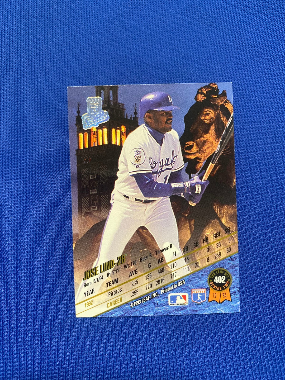 1993 LEAF JOSE LIND KC KANSAS CITY ROYALS  SIGNED AUTOGRAPH CARD #402 COA