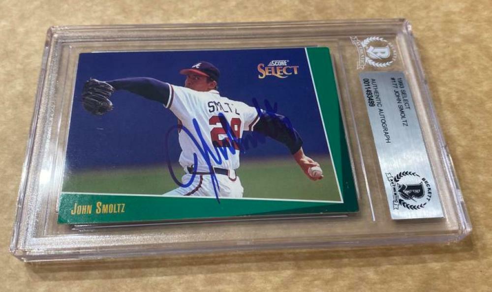 1993 SELECT JOHN SMOLTZ BRAVES SIGNED CARD BECKETT AUTHENTIC AUTOGRAPHED