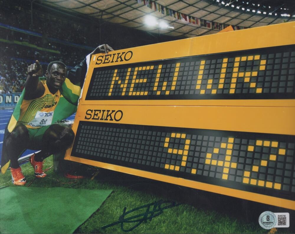 USAIN BOLT 2016 RIO OLYMPICS SIGNED AUTOGRAPHED 8X10 PHOTO BECKETT AUTH