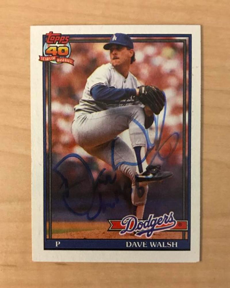 DAVE WALSH LOS ANGELES DODGERS SIGNED AUTOGRAPHED 1991 TOPPS CARD #367 W/COA 