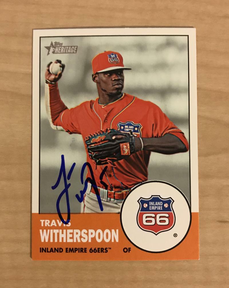 TRAVIS WITHERSPOON INLAND EMPIRE 66ERS SIGNED 2012 TOPPS HERITAGE CARD #73 W/COA