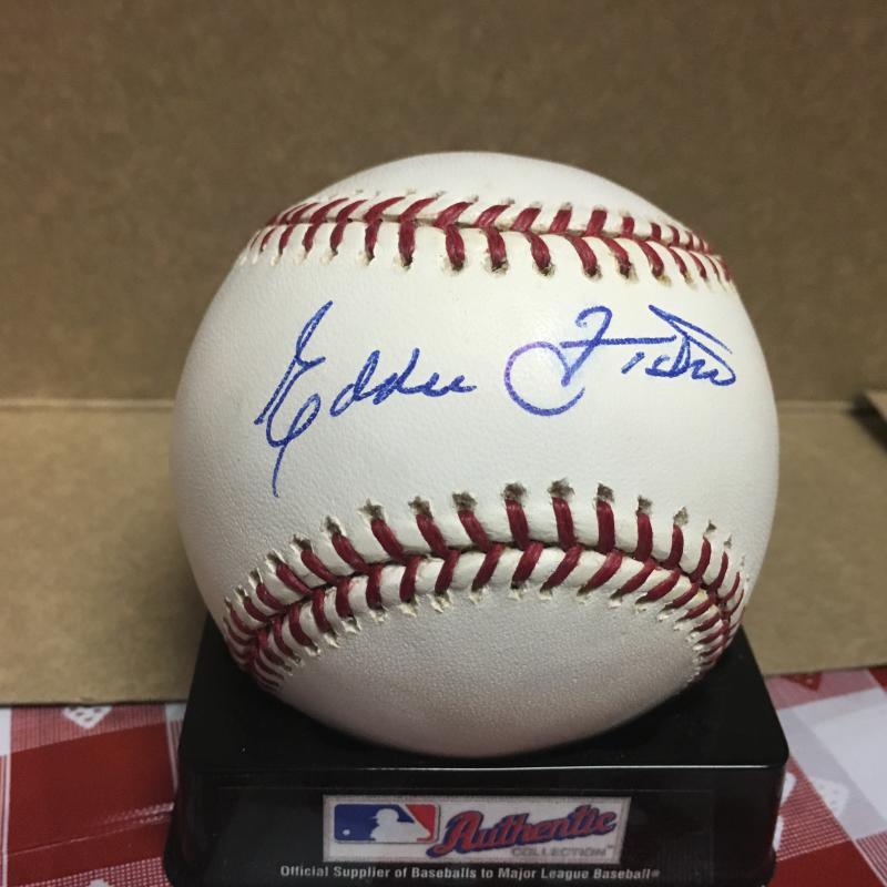 EDDIE FISHER CARDINALS/ANGELS/WHITE SOX M.L. SIGNED BASEBALL W/COA