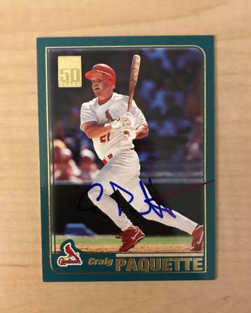 CRAIG PAQUETTE ST. LOUIS CARDINALS SIGNED AUTOGRAPHED 2001 TOPPS CARD #8 W/COA 