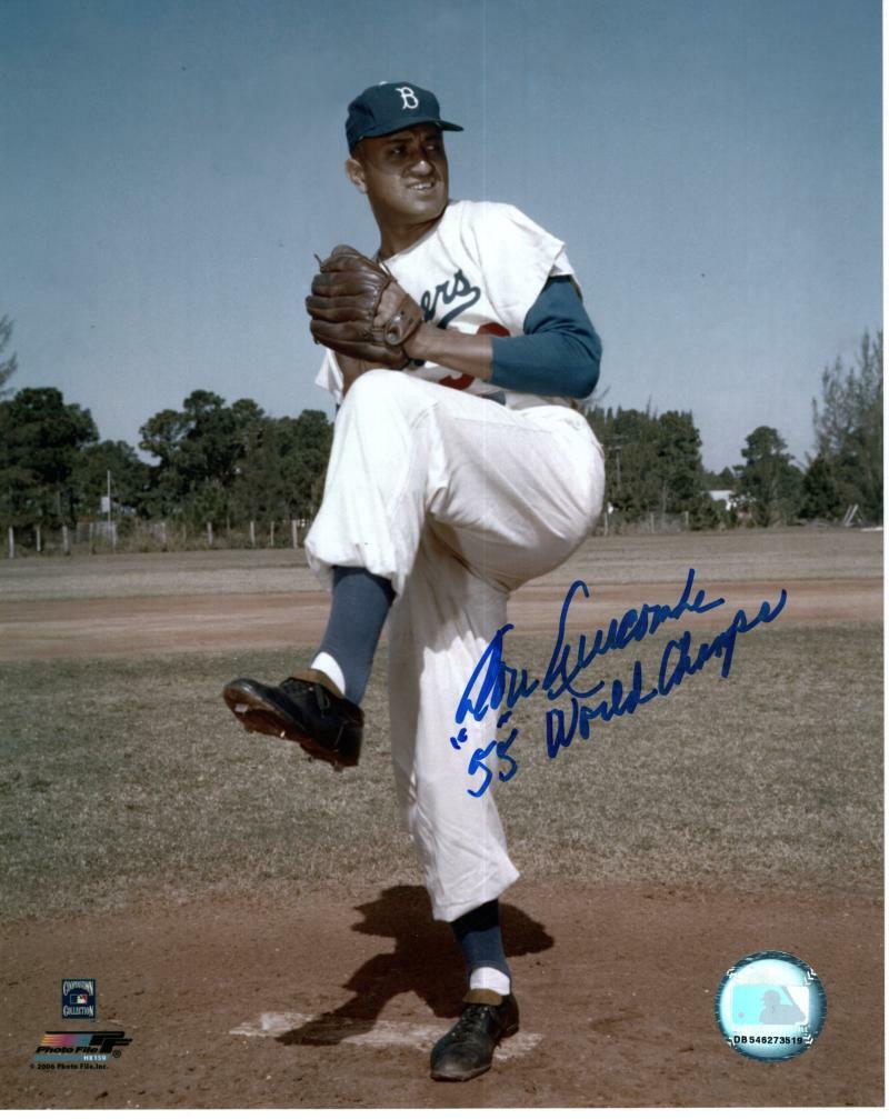 DON NEWCOMBE BROOKLYN DODGERS   55 WORLD CHAMPS SIGNED 8X10 PHOTO W/ COA