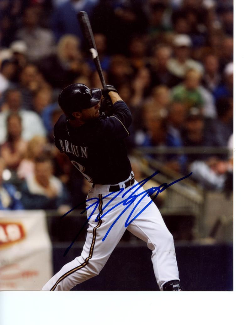 RYAN BRAUN SIGNED AUTOGRAPHED 8x10 PHOTO W/COA