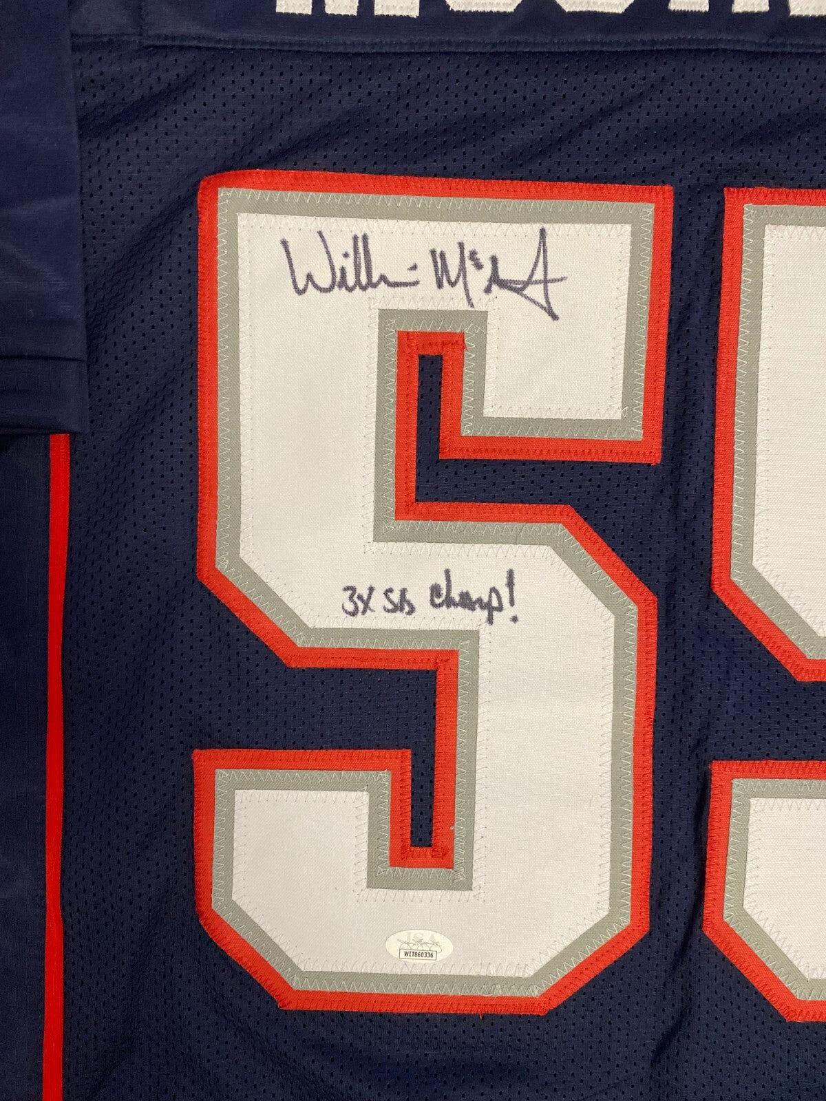 WILLIE MCGINEST NE PATRIOTS SIGNED AUTOGRAPHED CUSTOM JERSEY SIZE XL JSA AUTH