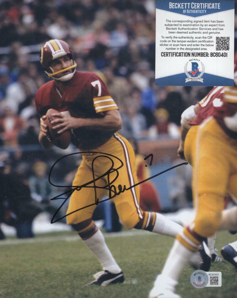 JOE THEISMANN WASHINGTON REDSKINS SIGNED AUTOGRAPHED 8X10 PHOTO BECKETT BC60401