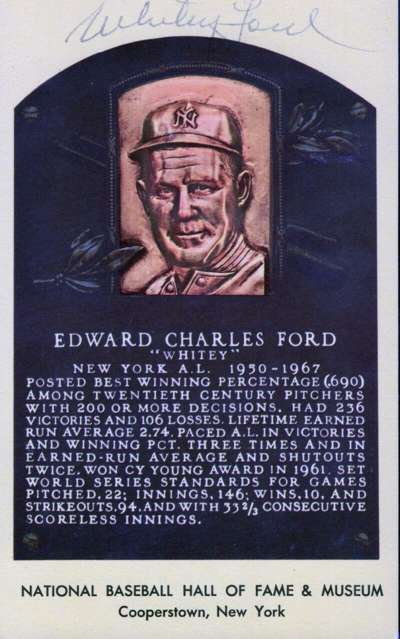 WHITEY FORD NEW YORK YANKEES SIGNED AUTOGRAPHED HOF CARD BAS X19320