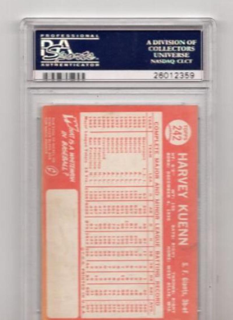 1964 TOPPS HARVEY KUENN #242 PSA/DNA AUTHENTIC AUTO DECEASED