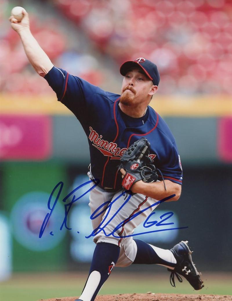 J.R. GRAHAM MINNESOTA TWINS SIGNED 8X10 W/COA 