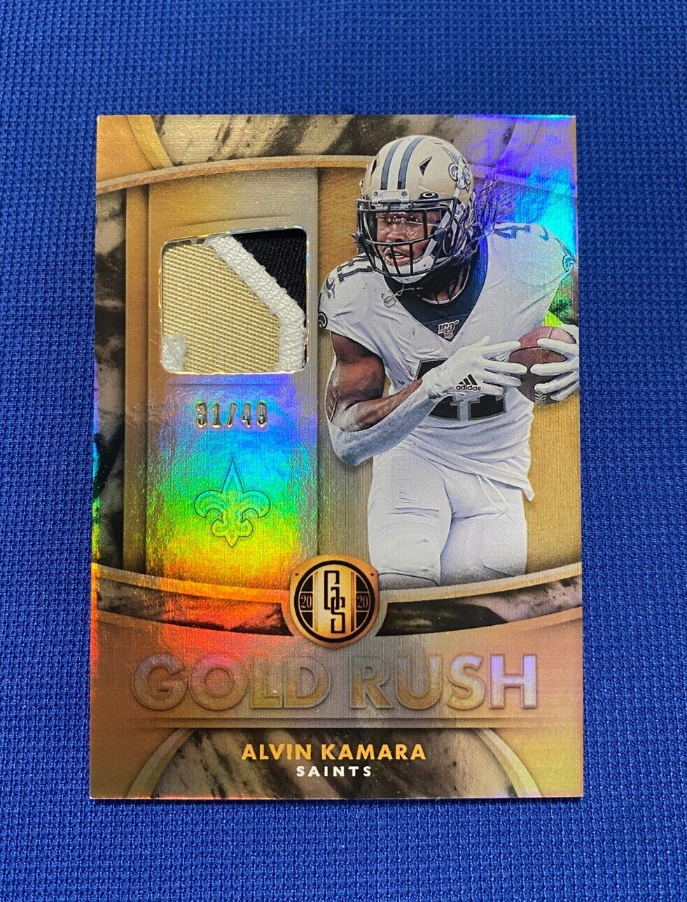 2020 PANINI GOLD STANDARD ALVIN KAMARA SAINTS GOLD RUSH 3 COLOR JERSEY PATCH /49