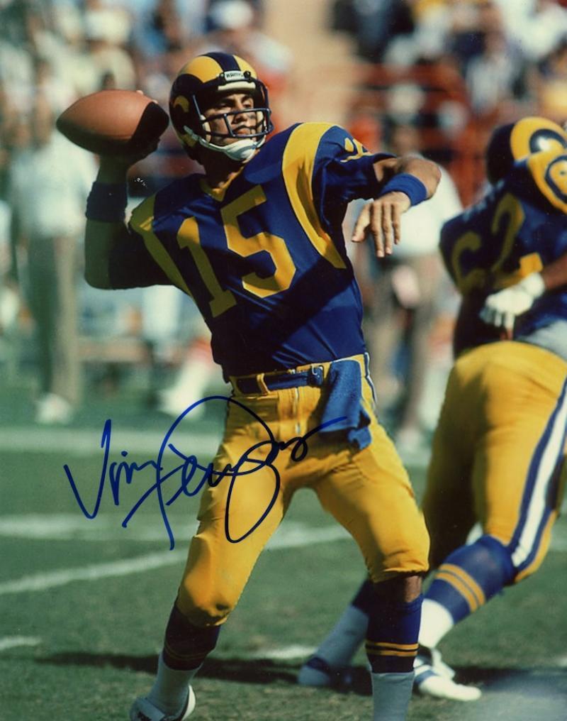 VINCE FERRAGAMO LOS ANGELES RAMS SIGNED 8X10 PHOTO W/ COA