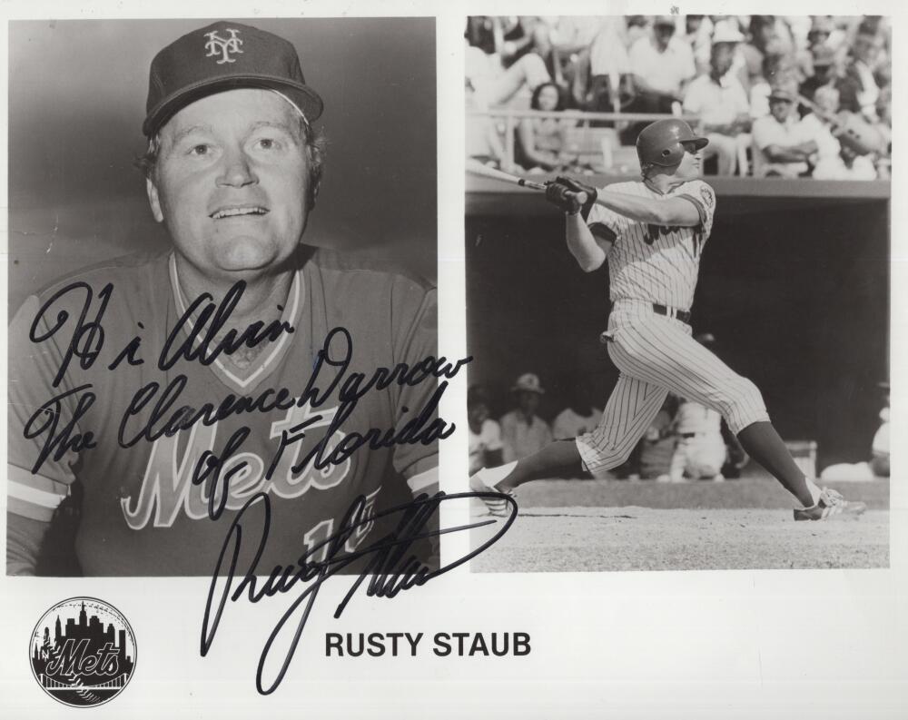 RUSTY STAUB METS PERSONALIZED SIGNED AUTOGRAPHED 8X10 PHOTO W/ COA
