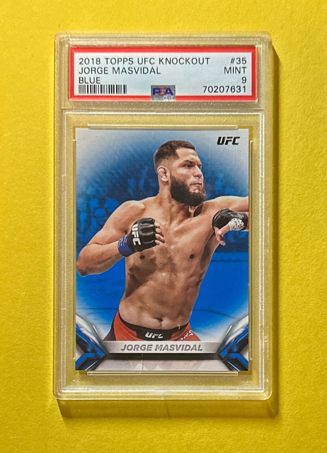 2018 TOPPS UFC KNOCKOUT JORGE MASVIDAL BLUE /99 #35 PSA MINT 9