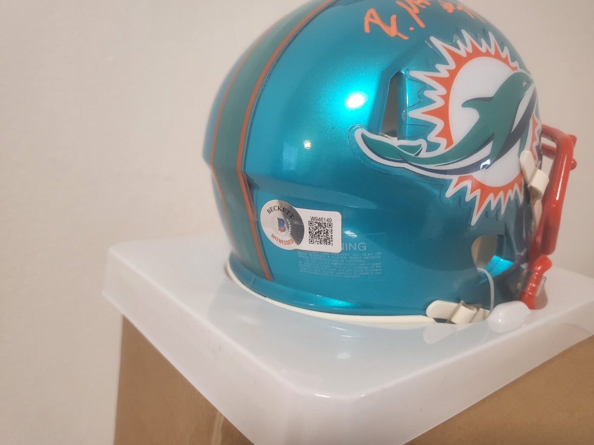 RAHEEM MOSTERT MIAMI DOLPHINS SIGNED AUTO AUTOGRAPHED FLASH MINI HELMET BECKETT