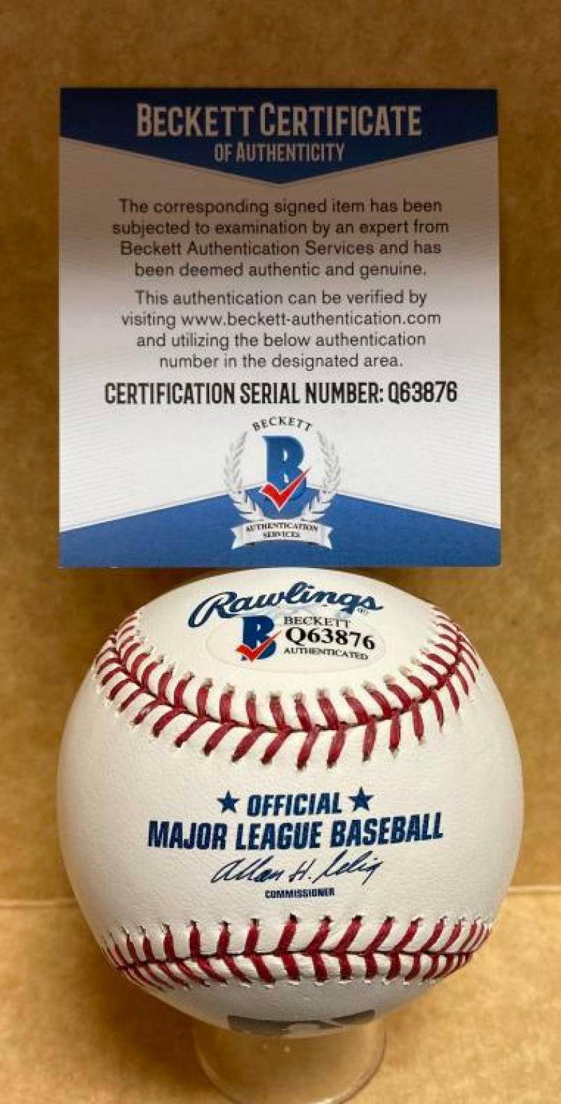 JEFF BURROUGHS 74 AL MVP RANGERS SIGNED AUTOGRAPHED M.L. BASEBALL BECKETT Q63876