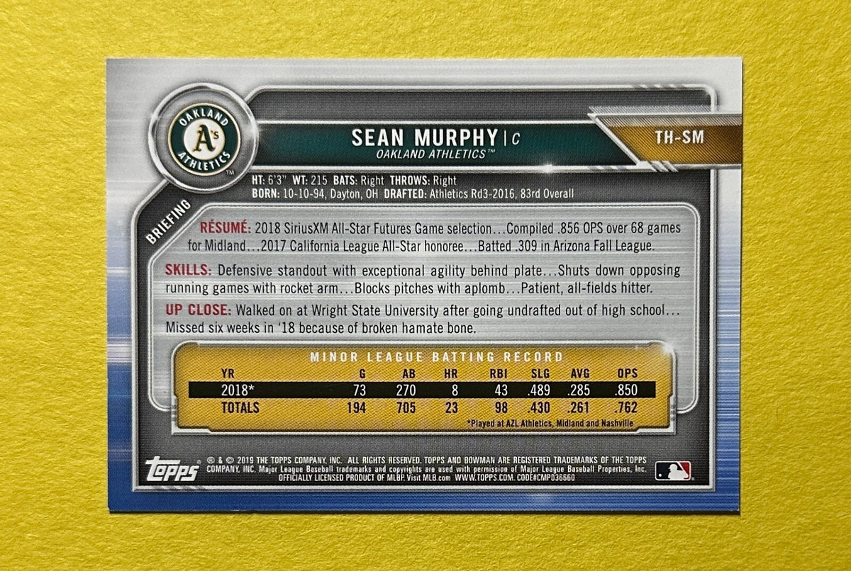 2019 TOPPS HOLIDAY SEAN MURPHY BOWMAN BLUE /150 #TH-SM ATHLETICS