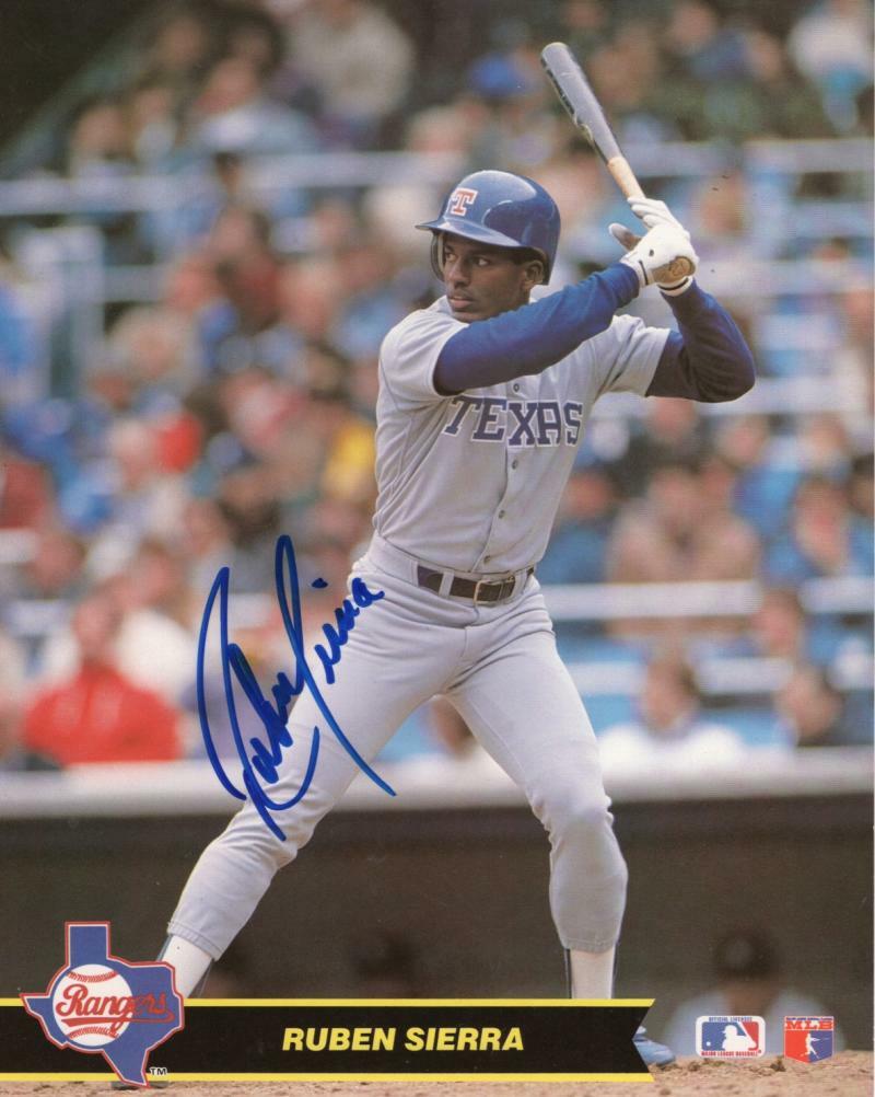 RUBEN SIERRA TEXAS RANGERS SIGNED AUTOGRAPHED 8X10 PHOTO W/COA
