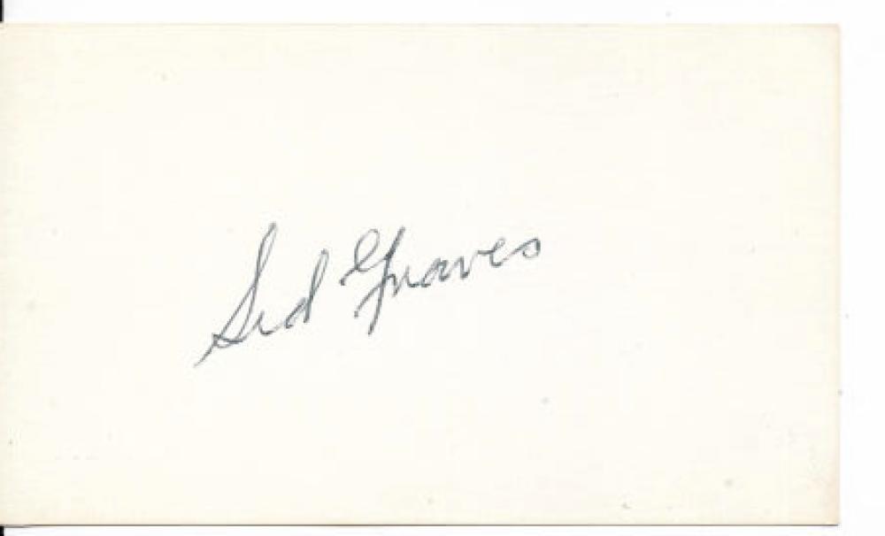 SID GRAVES DEBUT 1927 BOSTON BRAVES DIED 1983 SIGNED 3X5 CARD W/COA 
