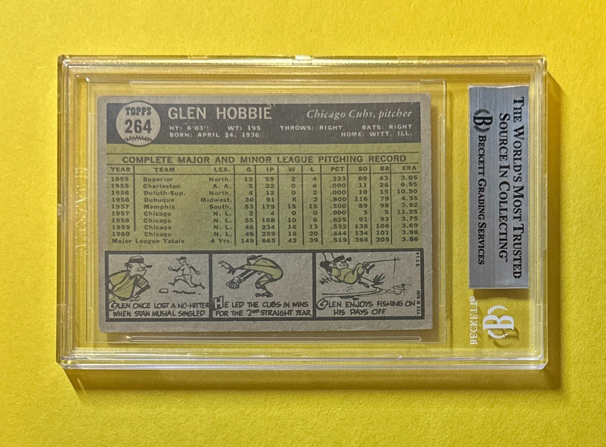 1961 TOPPS GLEN HOBBIE #264 BECKETT AUTHENTIC SIGNED AUTOGRAPHED CARD CUBS