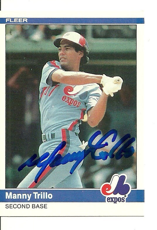 MANNY TRILLO CLEVELAND INDIANS SIGNED AUTO 1984 FLEER CARD #289 W/COA