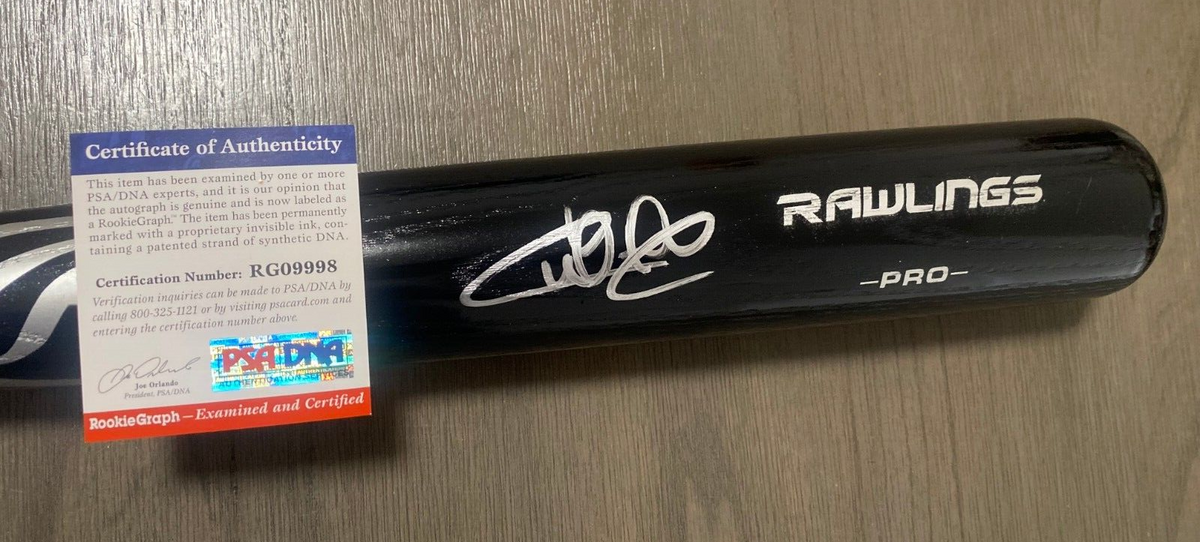 WILLSON CONTRERAS MILWAUKEE BREWERS SIGNED AUTO RAWLINGS BLACK PRO BAT PSA *