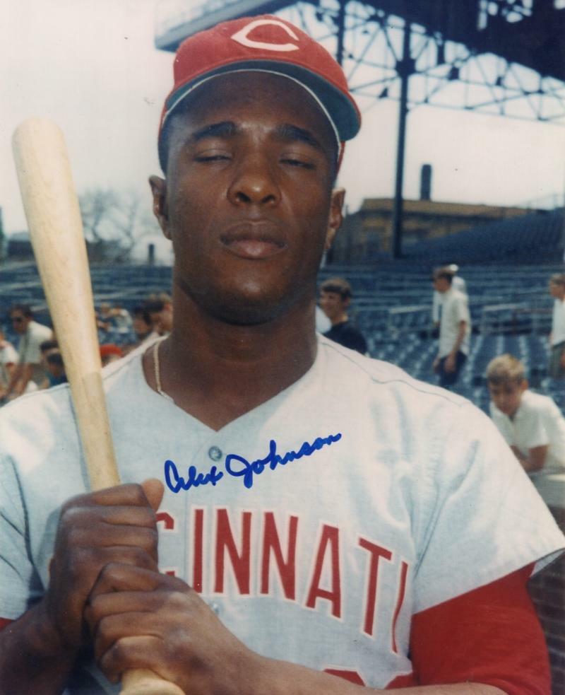 ALEX JOHNSON CINCINNATI REDS SIGNED AUTOGRAPHED 8X10 PHOTO W/ COA