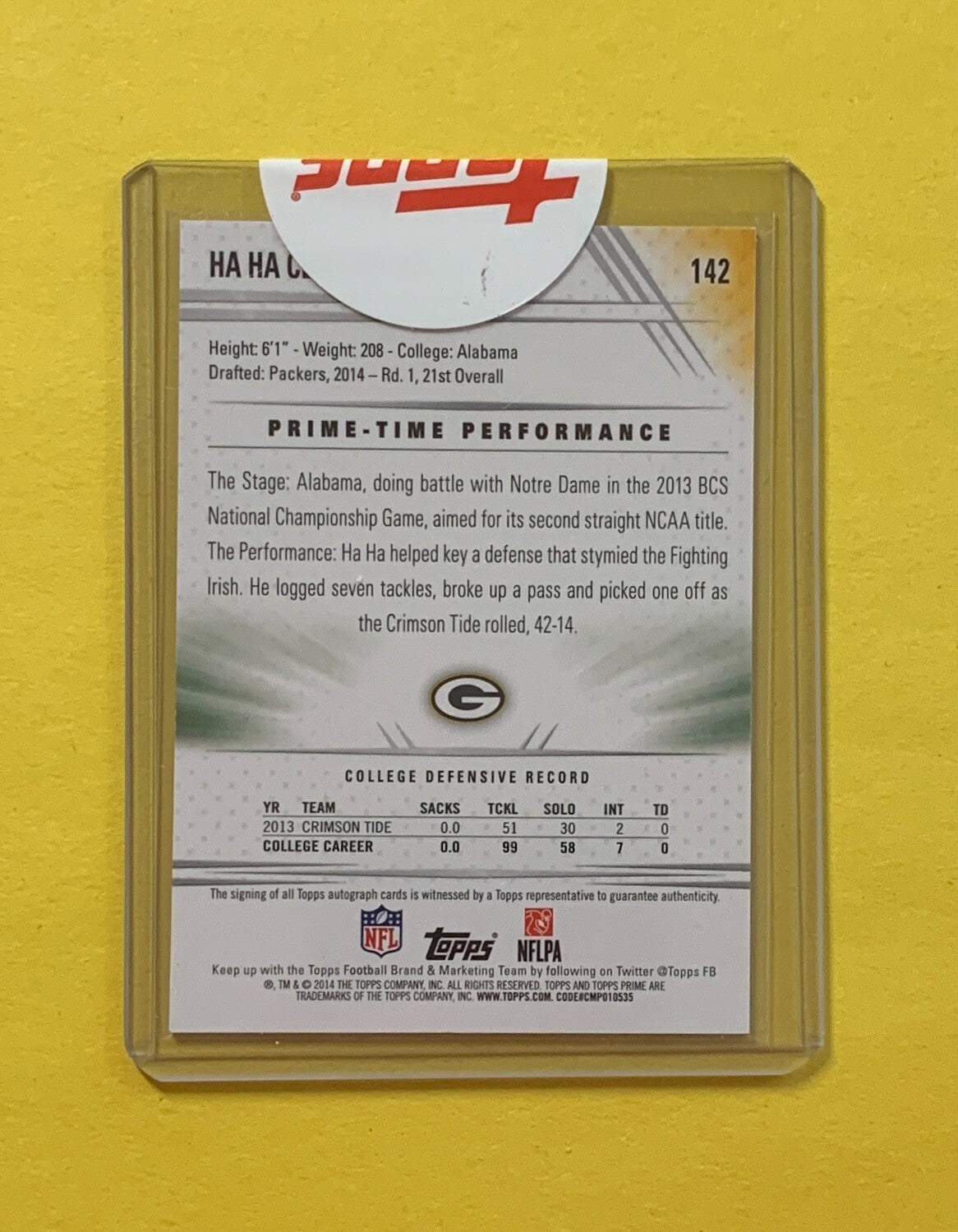 2014 TOPPS PRIME HAHA CLINTON-DIX ROOKIE AUTO #142
