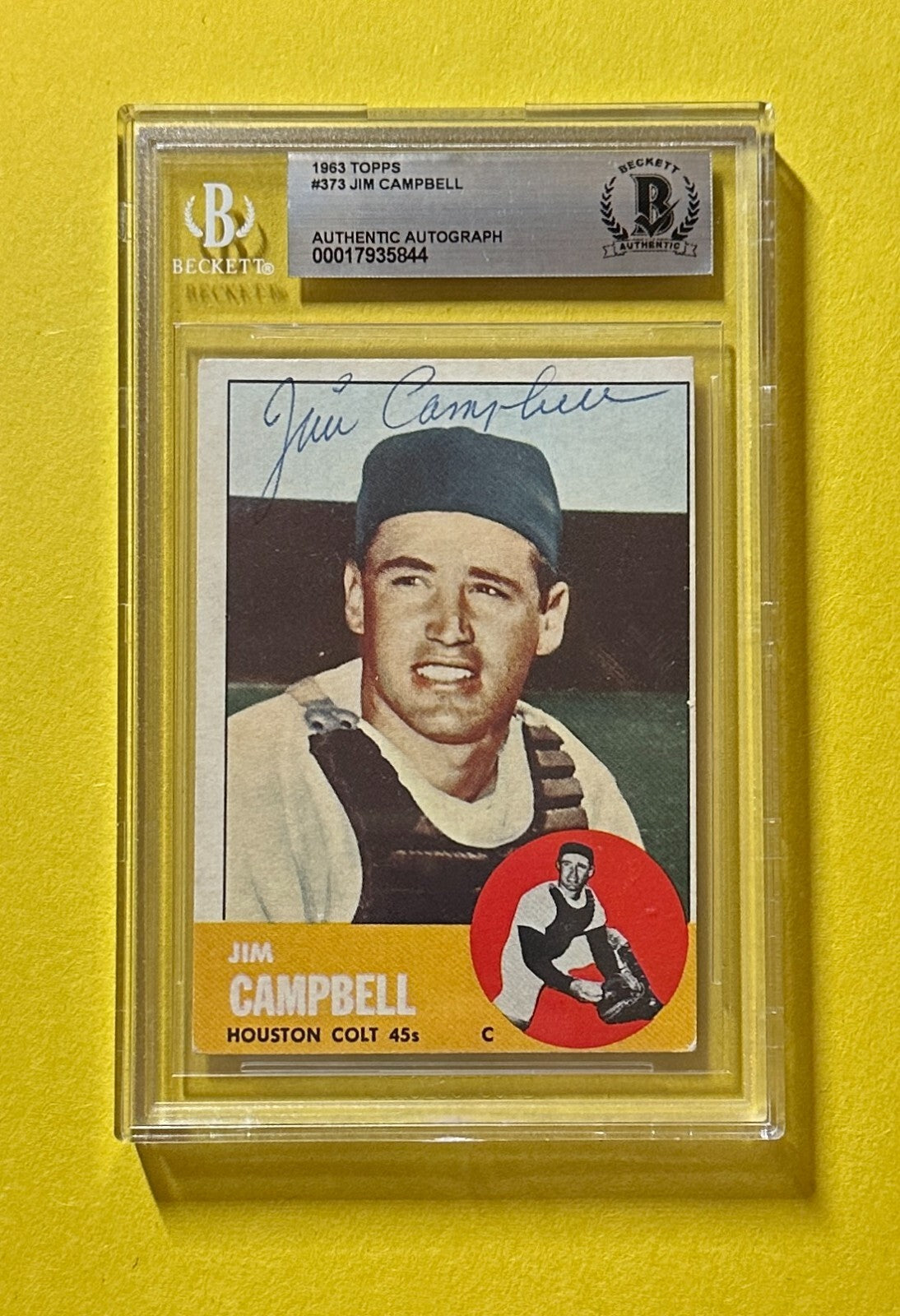 1963 TOPPS JIM CAMPBELL #373 BECKETT AUTHENTIC SIGNED AUTOGRAPHED CARD