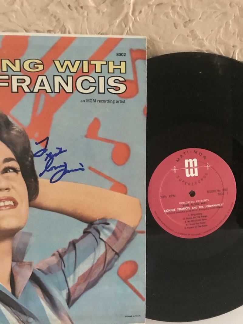 CONNIE FRANCIS "SING ALONG WITH CONNIE FRANCIS" SIGNED VINYL RECORD W/ COA