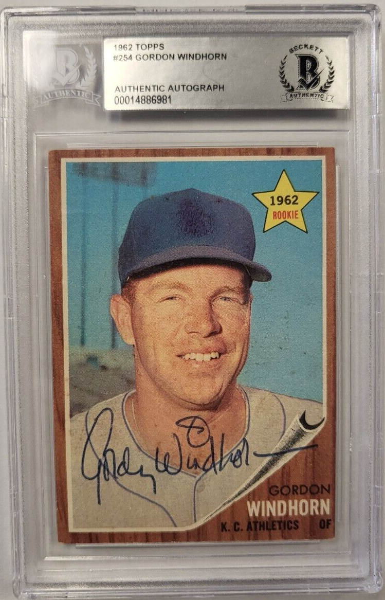 1962 TOPPS GORDON WINDHORN RC AUTHENTIC AUTO CERTIFIED BECKETT CARD