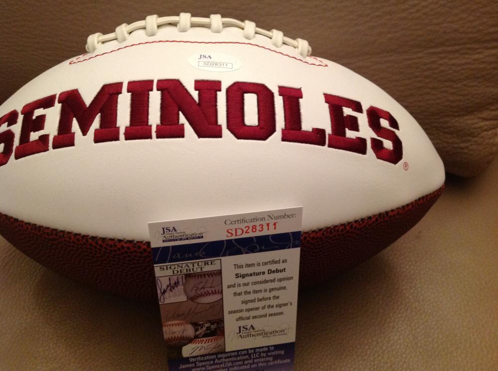 JACQUES PATRICK #9   FLORIDA STATE SEMINOLES SIGNED LOGO FOOTBALL JSA COA