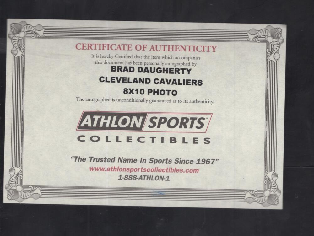 BRAD DAUGHERTY CAVALIERS SIGNED AUTOGRAPHED 8X10 PHOTO W/ COA