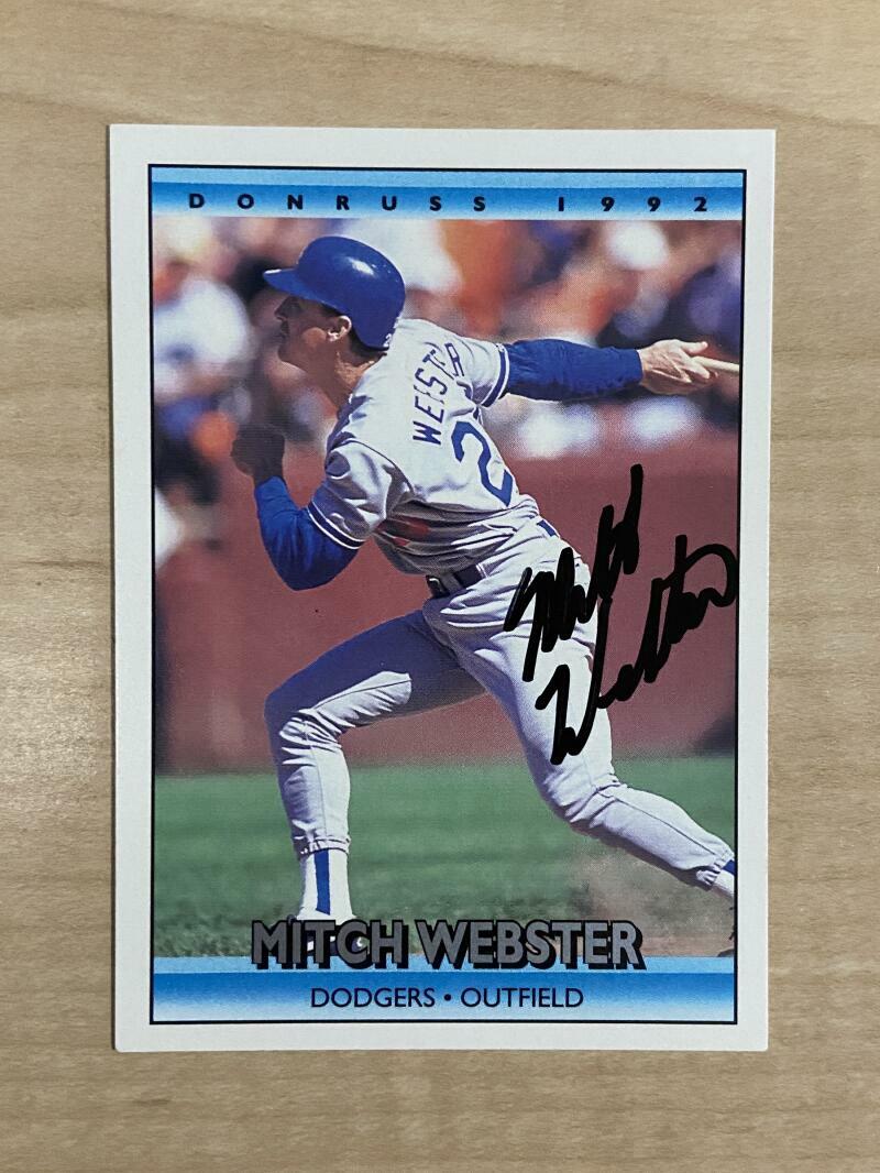 MITCH WEBSTER LOS ANGELES DODGERS SIGNED AUTOGRAPHED 1992 DONRUSS CARD#714 W/COA