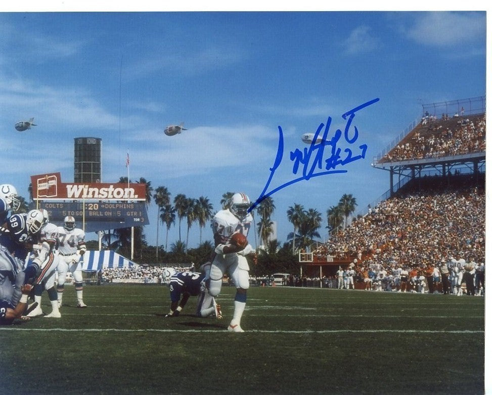 LORENZO  HAMPTON  MIAMI  DOLPHINS  SIGNED 8X10  PHOTO